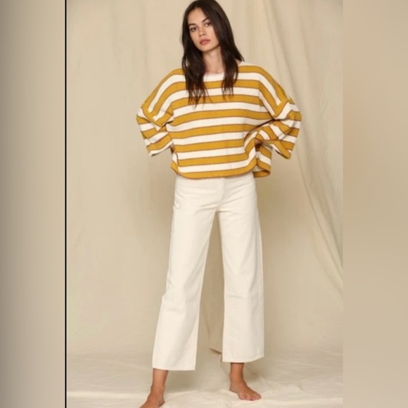 By Together Yellow Stripe Boxy Cotton Sweater - Picture 5 of 12